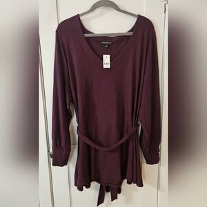 Lane Bryant Deep Burgundy V-Neck Sweater 3x 22-24